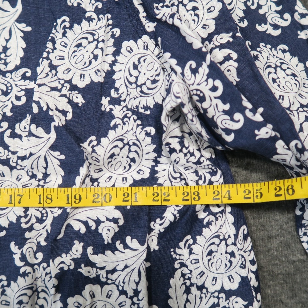 Marisa Christina Linen Tunic Top 3X Blue White Damask Coastal Resort Boho Luxury - Picture 4 of 7